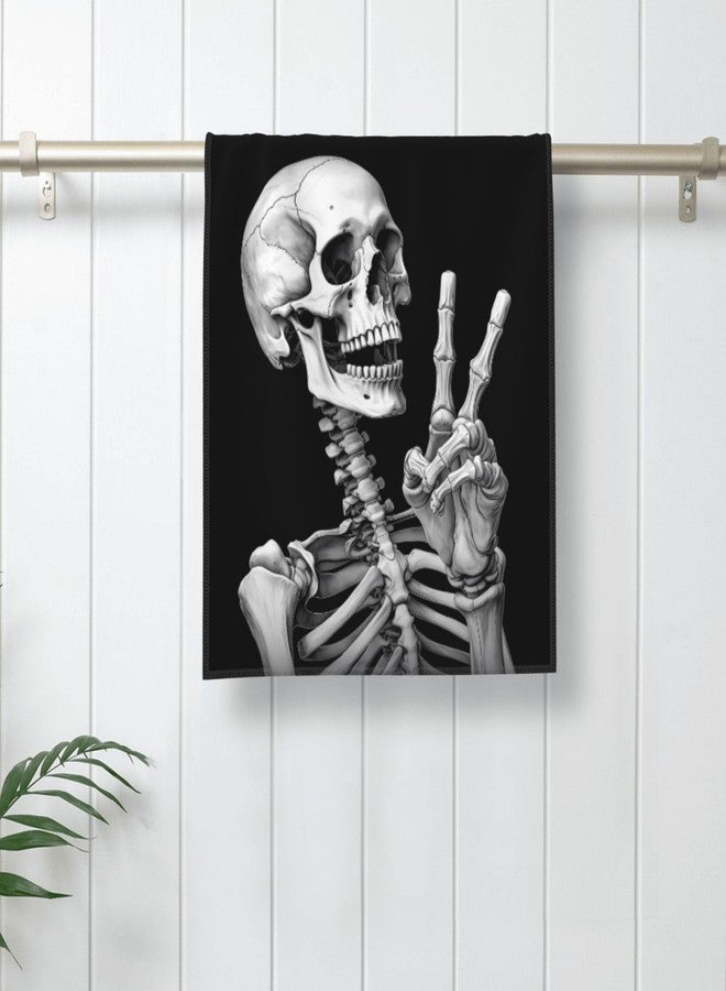 Dewoofly Rock and Roll Skull Skeleton Absorbent Fingertip Towels, Hippie Hand Towel for Hotel All Season 12 x 27.5 inch - Image 3